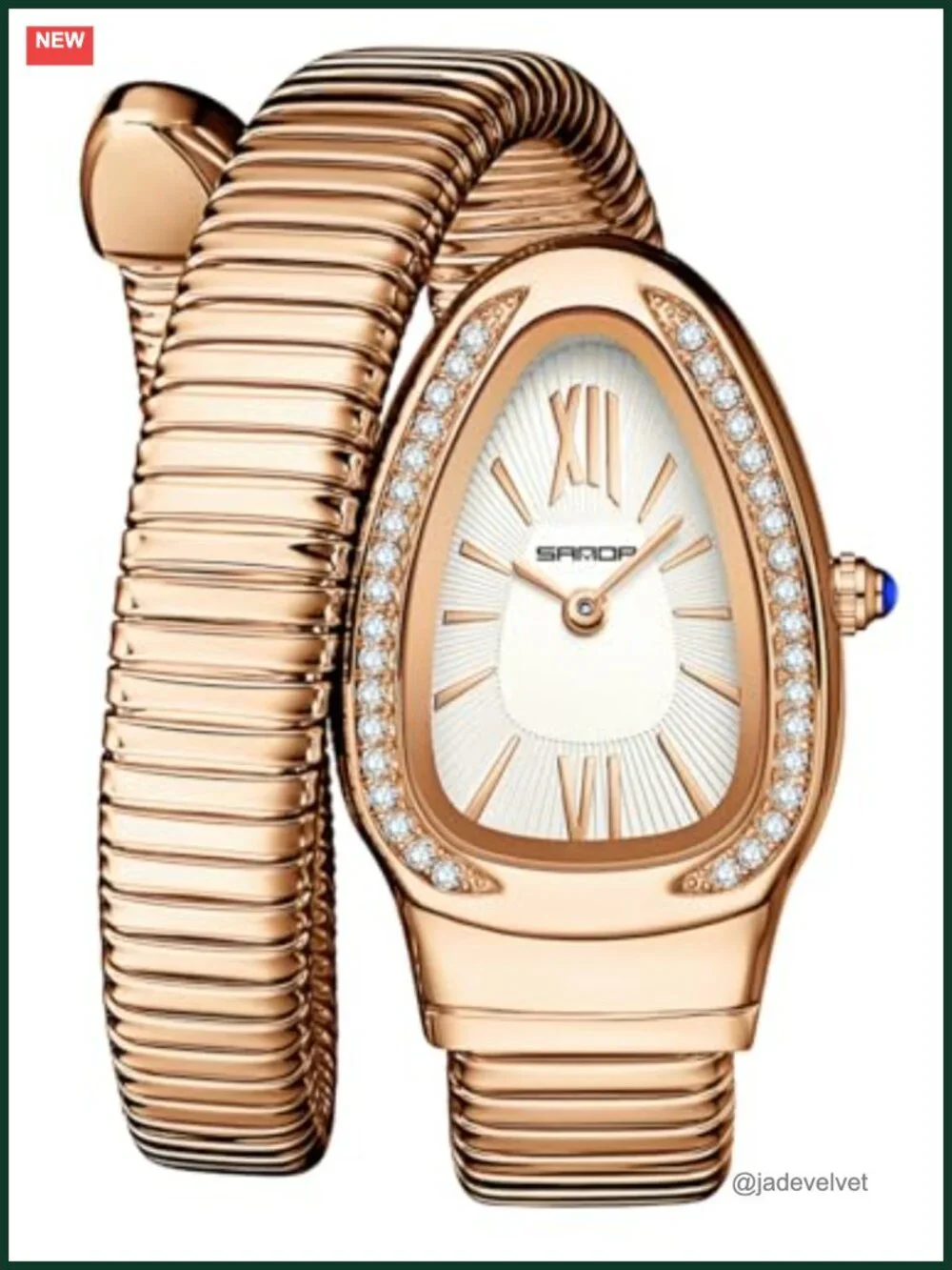 Women's Snake Cuff Bangle Watch, Quartz Bracelet Wristwatch, Wrap Around Band,